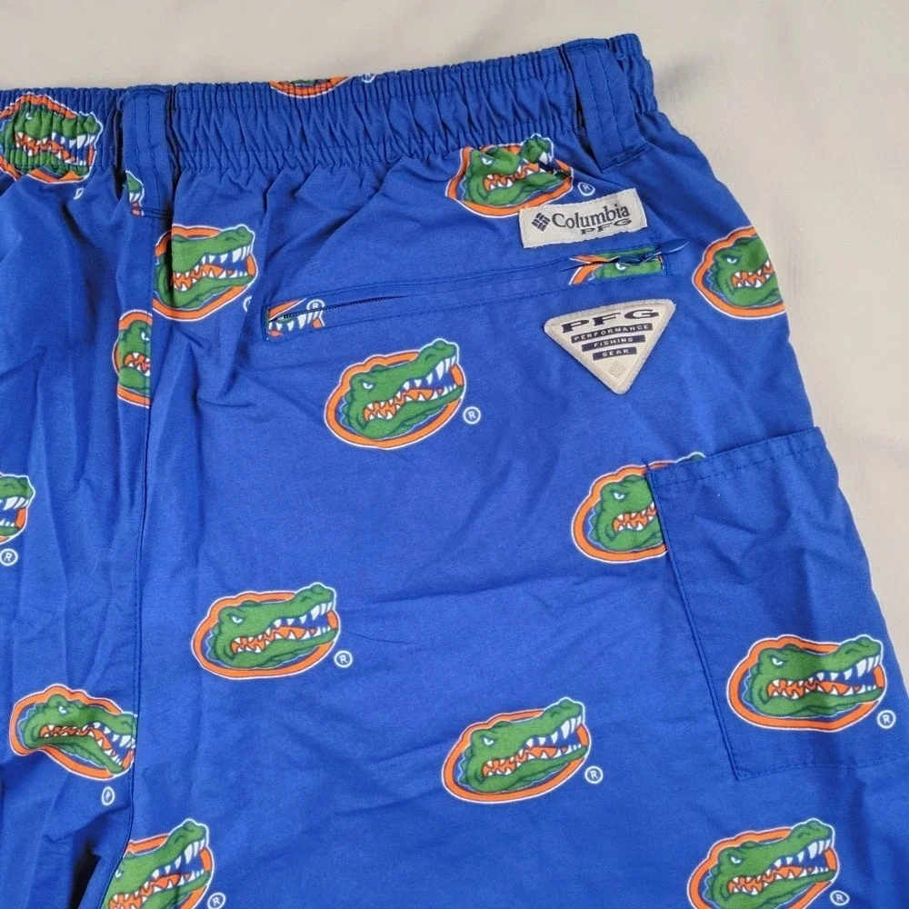Columbia PFG Mens Medium Florida Gators Swim Trunks Blue NCAA Gator Logo Shorts